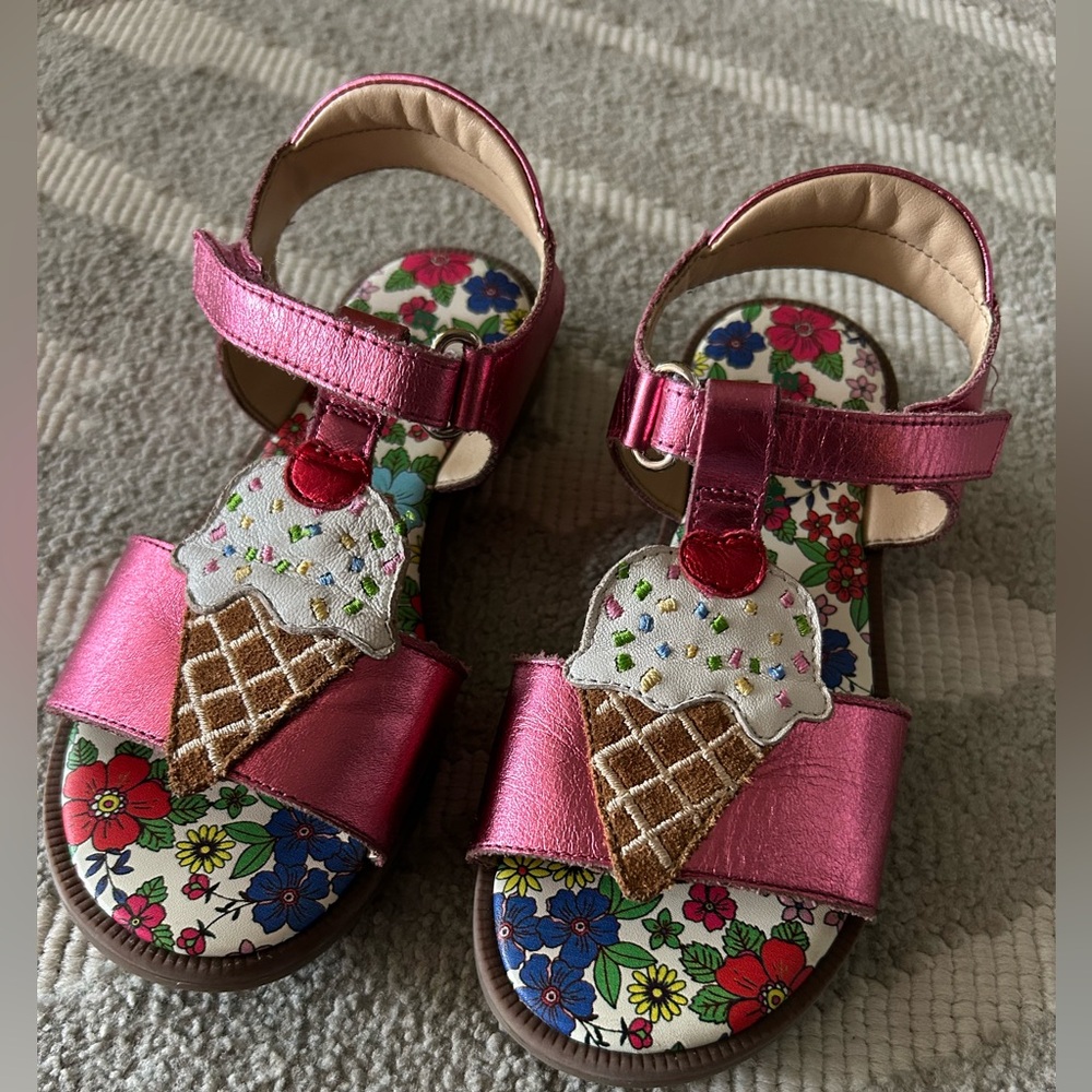 Mini Boden | Pink Ice Cream Sandals | girls size 30 (12 US)